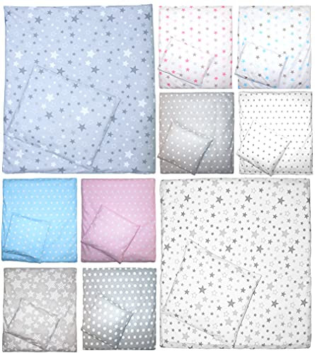 Primawela 2 oder 4 teiliges Set 70x78 für Baby Wiege Kinderwagen Beistellbett Bettwäsche (Star Blau, 2 Teilig)