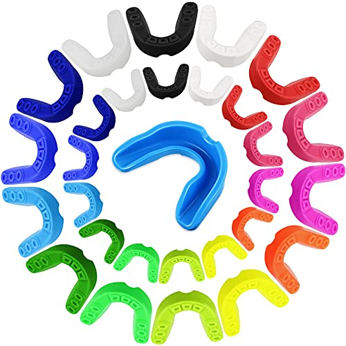 30 Pack Youth Mouth Guard Sports Mouthguard Soft Football Teeth Protector Mouthpiece Sports Supplies Athletic Mouth Protection for Football Basketball Boxing Kids Adults, 14 Colors