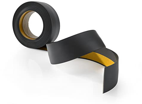 Quest Listello di Copertura Piatto Adesivo – Larghezza 30 mm - Listello per finestra, per interni – PVC, Flessibile, Resistente ai raggi UV – Lunghezza 5 metri (Grigio scuro, 50mm)