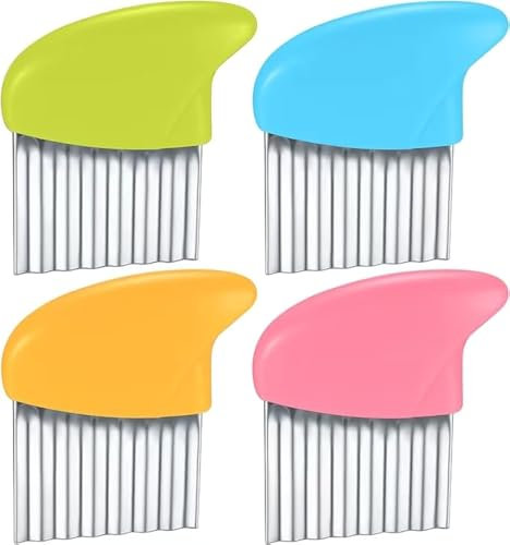 Vwoqiy 4 Pièces Coupe Légumes Ondulé, Coupe Patates pour Frites Acier Inoxydable, Couteau de Tranches de Pomme de Terre pour Cuisine Frites Outil, Fruits, Légumes, Carottes