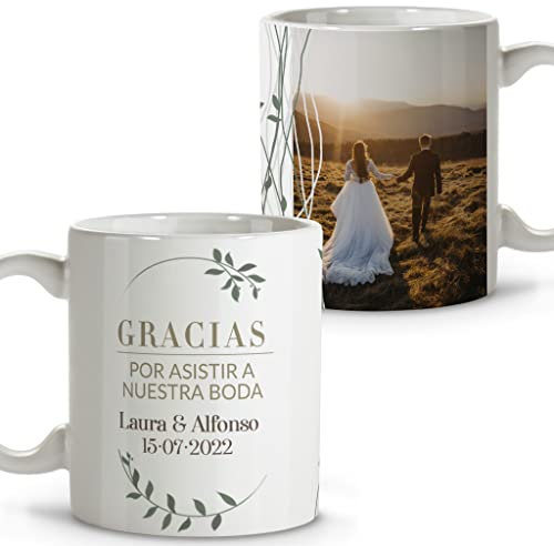 LolaPix Taza Personalizada. Testigo Boda. Regalos Invitados. Regalo Boda. Taza Cerámica. Varios Diseños. Transparencias