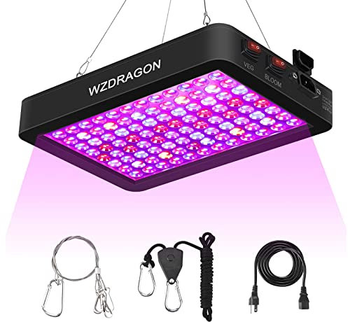 WZDRAGON 2024 Newest BW1000 LED Grow Lights Double Chips Full Spectrum with 10ft Cable for Greenhouse and Indoor Plant Veg and Flower Growing [Black]