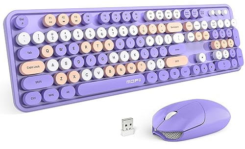 MOFii Wireless Keyboard Mouse Combo, Colorful Typewriter Full-Sized Keyboard and 2.4GHz USB Connected Mouse for Office Computer, Desktop, Laptop, PC, Windows 7/8/10 (Purple)