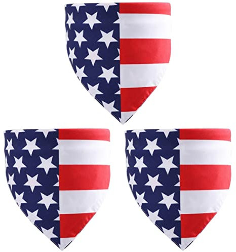 POPETPOP 3 STK Dreieckstuch Zum Unabhängigkeitstag Hundelätzchen Mit Amerikanischer Flagge Festival-haustierkostüm Unabhängigkeitstag-schal Usa-schal Strand Polyester Tag Der Unabhängigkeit