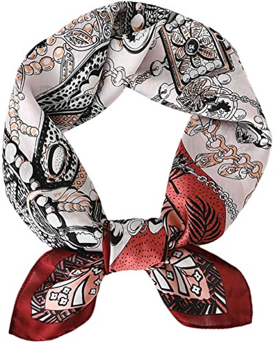 MAIRY Seidenschals Damen Bandana, Elegante Stola Fraue Frauen Satin tuch Quadrat Seiden Kopftuch Halstuch Damen Seide Gefühl Haar Mode Seidentuch 70 x 70 cm M070011