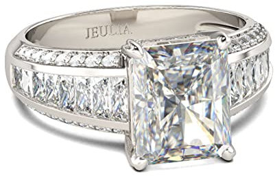 Jeulia Damen Hochzeitsringe Promise Ring:Strahlender Schnitt Sterling Silber Weiße Zirkonia Diamant Braut Antrags Verlobungsring Anniversary Unendlichkeit Schmuck mit Geschenk Box (52(16.5), Silber)