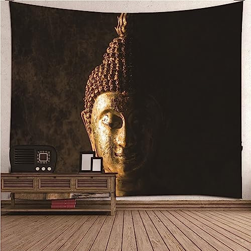 Wandtuch Schwarz, Wandtuch 150x130 Polyester Buddhismus Thema Buddha Kopf Wandteppich Deko Schlafzimmer