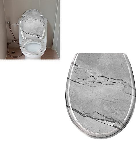JOIEYOU Toilettensitz WC-Sitz aus Hartplastik Universal Toilettendeckel mit Absenkautomatik für alle handelsüblichen WC-Becken Marble