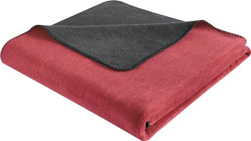 biederlack Wohndecke Duo Cotton Melange Baumwollmischung rot/Schiefer Größe 150x200 cm