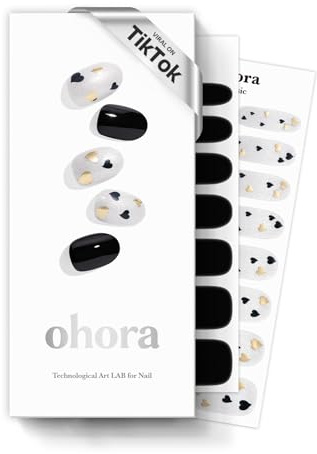 ohora Semi Cured Gel Nail Strips (N Date Night) - Extended Size Range, Salon-Quality, Long Lasting, Includes 2Prep Pads, Nail File&Wooden Stick