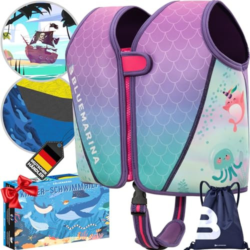 Bluemarina Schwimmweste für Kinder | Verschiedene Größen von Kleinkind bis Baby - Schwimmlernhilfe - Schwimmhilfe - Schwimmflügel - Schwimmring - Schwimm Weste für Kind ab 1-9 Jahren (Mermaid, S)