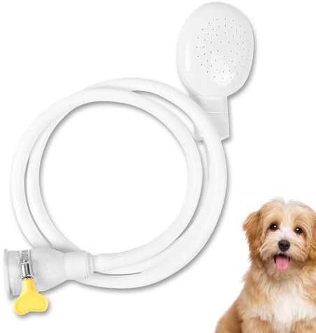 Single Tap Shower Attachment for Bath Taps, Pet Shower Head Hose Spray, Secure Fit Clamp Included, Portable Handheld Shower for Bathing Pets 1.3m