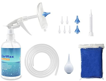 Ear Wax Removal Tool Kit-Earwax Remover Irrigation Cleaner-Flush System-Cleaning and-Flushing Kit Wash & Clean Ears Ear Cleaner Kit for Humans for Kids for Adults