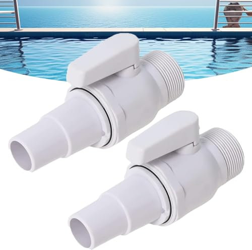Tadpolez 2 Pièces Robinet D'arrêt de Piscine Vannes à Piston pour Piscine, Vanne a Sphere, Raccord Tuyau D'Arrosage,Pompe Piscine Raccord Tuyau Piscine pour Tuyau de 32 mm/38mm