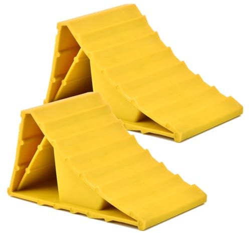 TMBMLPP Cunei Frenanti Auto con Maniglia 2PZ Cuneo per Arresto Ruota Blocca Ruote per Auto Cuneo Ferma Ruota Cunei Bloccaruota per Assicurare i Veicoli Parcheggiati Generico Cuneo Fermaruota (Giallo)