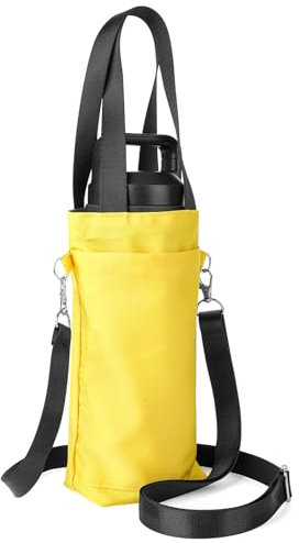 Linkidea Water Bottle Carrier with Strap Compatible with YETI Rambler Bottle 18oz, Owala FreeSip 24oz, Lightweight Waterbottle Sling Bag Holder with Shoulder Strap for Travel, Yellow
