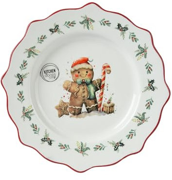 Assiette à Petit-Déjeuner en Céramique 20 cm - Vaisselle de Noël avec Motif - Blanc