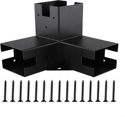 Uwithdanceme Right Angle Corner Bracket 90 Degree woodwork Pergola Steel+Aluminum Alloy Kit For Terraces Lawns Verandas Courtyards(3T)
