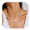 JeweBella 3PCS Collier Femme Or Collier Acier Inoxydable Femme Collier Pendentif en Argent avec Croix Perles Cœur Chaîne Serpent Or Collier Ras de Cou Réglables Chaine Bijoux Avec Coffret Cadeau