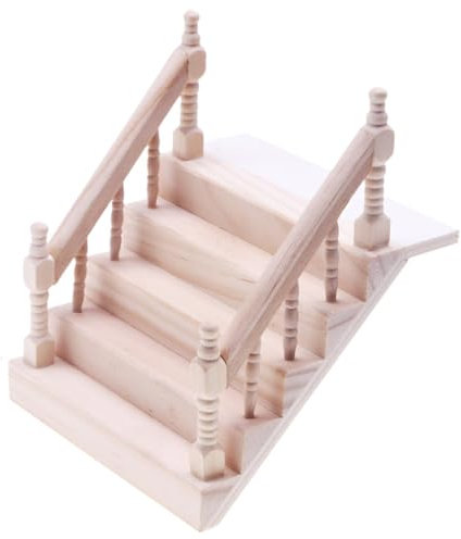 Scala per la Casa Delle Bambole, Scale in Miniatura 1:12 Corrimano in Legno Scala, Piccola Scala in Legno con Maniglie per Casa di Bambola Miniatura, Accessorio per Scale Fai da Te