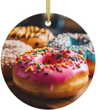 Donut-Druck, Weihnachtsbaum, Keramik, zum Aufhängen, rund, Dekoration, geeignet für verschiedene Aktivitäten