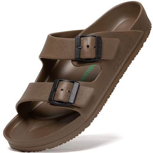 SAGUARO Maschio Femmina Scarpe da Bagno Doccia Ventilato Punta Aperta Pantofole Pool Giardino A Piedi Ciabatte da Spiaggia Primavera L'Estate Casa Basso Slide Slippers, Clog Marrone 40