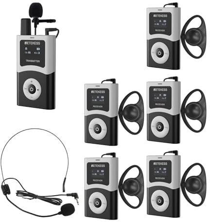 Retekess T130U (T130 4rd) Tour Guide System, Reiseleiter-Set(1-5) | für Kirche, Schule und Reisen, 200m, U-Band-Modus mit klarer Klangqualität, EIN-Tasten-Bedienung, Tour Guide Headsets