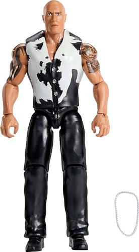Mattel Actionfigur WWE der Rock, Main Event Serie #156, 15,2 cm großer Sammel-Superstar mit 14 Artikulationspunkten & lebensechtem Look