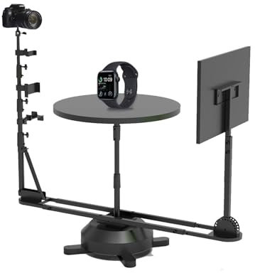 QFGain 360-Grad-Videodrehplattform, Professioneller Drehtisch FüR Fotografie, Panorama-Fotokabine, Tragbares Fotostudio, Angehoben, FüR Filmemacher Und Videofilmer, Einstellbarer HöHe,Manual