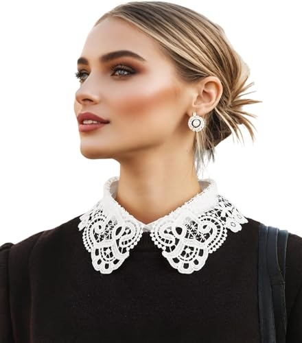 BEoneBEwin Women's Fake Collar Detachable False Collar (pack of 1) | Lace Pearl Peter Pan False Collar Under Blouse for Women & Girls