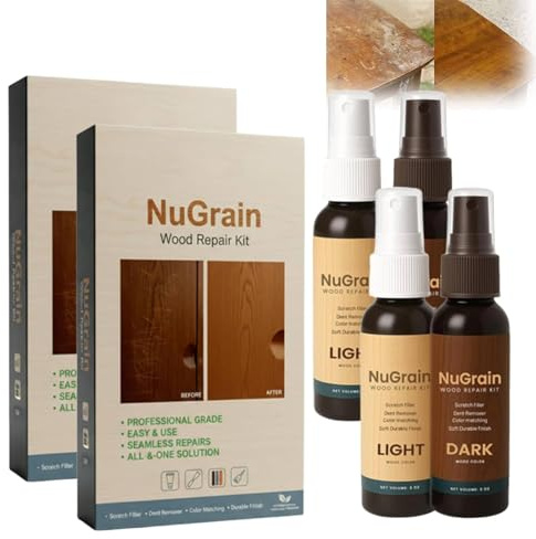 NuGrain Wood Repair Kit, Restores Wood Scratch, wood fillers, Laminate Floor Repairs Kit, Repairs Cracks, Scratch, Hole, Discoloration for Wooden Floor, Door, Laminate, Table, Cabinet Surfaces (2 Set)