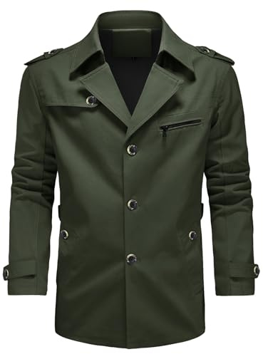 KUDORO Veste d'Extérieur Homme en Coton Blouson de Coupe-Vent Trench | Casual Classique Overcoat Jacket Décontracté
