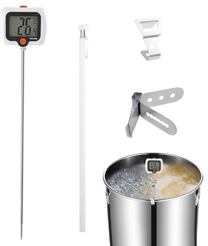 Temperature Gauge Candy | Long Probe Kitchen Meter Pot Clip Meat Thermometer Rotatable Display | Restaurant, Outdoor, Frying, Cooking, Grilling, Bbq, Candle Making, Sugar Boiling, Fry Tasks