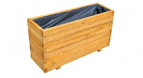 XXL Pflanzkübel Holz 100 cm – Extra Stabiler Blumenkasten Rechteckig, Wetterfester Pflanzkasten für Balkon, Terrasse & Garten, Hochbeet aus 3 cm Massivholz D26 (Eiche, 100x30x55 cm)