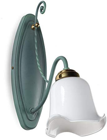Helios Leuchten 344023 klassische Wandleuchte grün | echt Messing | Lampe Leuchte Wandlampe Jugendstil | 1 x E27