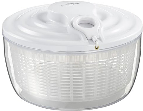 Küchenprofi Salatschleuder WAVE, Salat Handschleuder mit Seilzug, Salatschüssel mit Deckel und Korb, Zerlegbar für einfache Reinigung, Hochwertiger Kunststoff, Inhalt 3,25 L, Ø 24 cm, Weiß