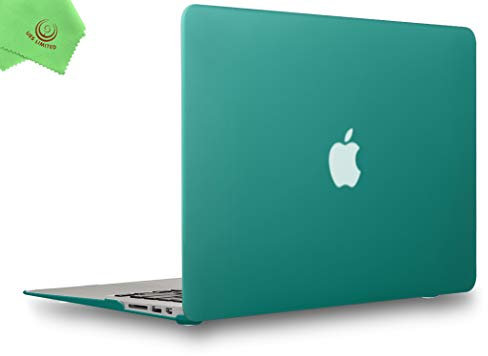 UESWILL Cover rigida liscia opaca compatibile con MacBook Air 13 2010-2017 (modello: A1466/A1369) + panno in microfibra - verde pavone