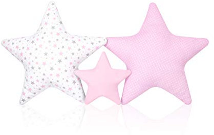 Amilian® Set 3 x Kissen Stern Sternchen Dekokissen Kuschlig Flauschig ca. 60 cm/ 28cm (SET26)