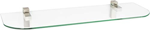 ib style® Glasregal 6mm |inkl. Befestigungsclip QUADRO Edelstahloptik | 11 Größen| 2 Dekore | Klar | 50 x 12 cm