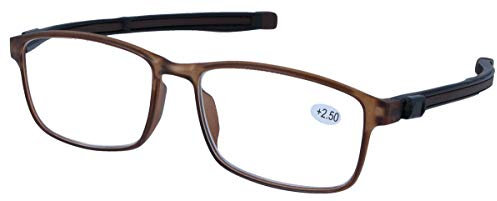 praktische Magnet-Lesebrille / -hilfe ROGER mit auszieh- und verbindbaren Bügelenden in braun +2,00 dpt
