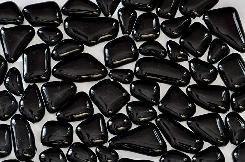 200g Soft Glas-Mosaiksteine unregelmäßig (Polygonal) glänzend, nicht lichtdurchlässig (Schwarz)