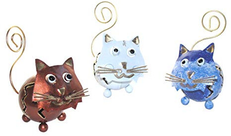 SAWA Fotohalter Kartenhalter Kätzchen Set Memohalter Metallfigur Bunte Tierfigur Tischkartenhalter Deko-Figur Geschenkidee