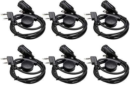 Retevis Cuffie Radio Bidirezionali con Microfono Compatibile RT24 RT27 RT28 RT619 H777 RT22 RT21 Baofeng UV-5RA 888s, Walkie Talkie Cuffie a Forma di D Regolabili con PTT (Confezione da 6)