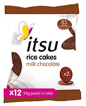 Itsu Milk Chocolate Rice Cakes Healthy Snack, 34 g, Pack of 12