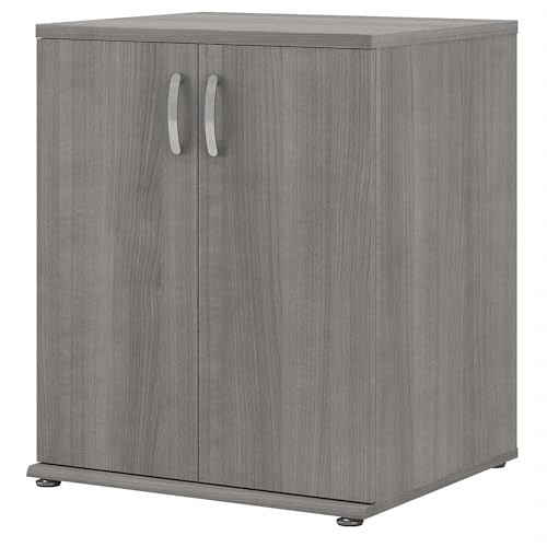 Bush Business Furniture Universal Floor Storage Cabinet with Doors and Shelves in Platinum Gray, Vertical Office Storage Unit with Adjustable Shelving for Workspace