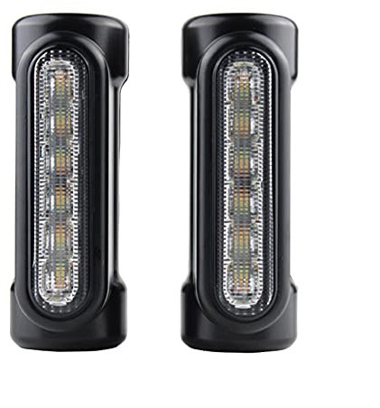 XIEJING Faro Moto,Fari Supplementari Switchback della Barra autostradale del Motociclo Che Guida la Luce Bianca con l'ambra a Turno per la Motocicletta Harley Touring Bikes Crash Bar (Color : Black)