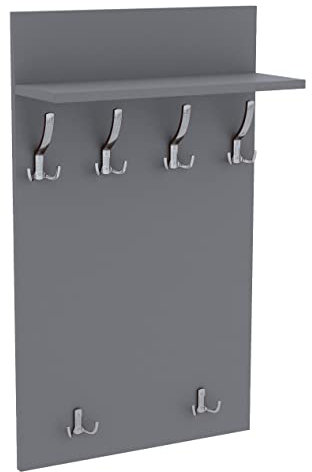 AKKE 100x60 | MAXI Garderobenpaneel Wandgarderobe Garderobe Wandpaneel Kleiderstange CHROM | LIGHT GRAPHITE