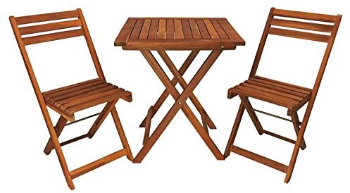 Merschbrock Trade GmbH Balkonset, Tisch mit 2 Stühle, braun, Bistroset