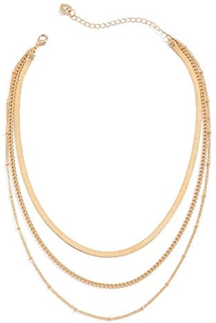 Beydodo 3 Layer Necklace Gold, Multi Layered Necklaces for Women Trendy Adjustable Snake and Cuban Chain Necklace