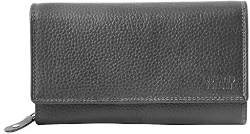 LEONARDI VERRELLI Damen-Geldbörse Leder RFID Querformat 9 x 17 cm 3000434 (grau)